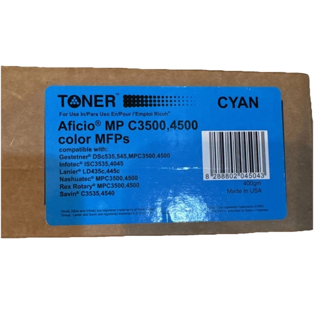 Compatible Toner For Aficio MP-C3500 C4500 Color MFP's Cyan Savin C3535 Sealed